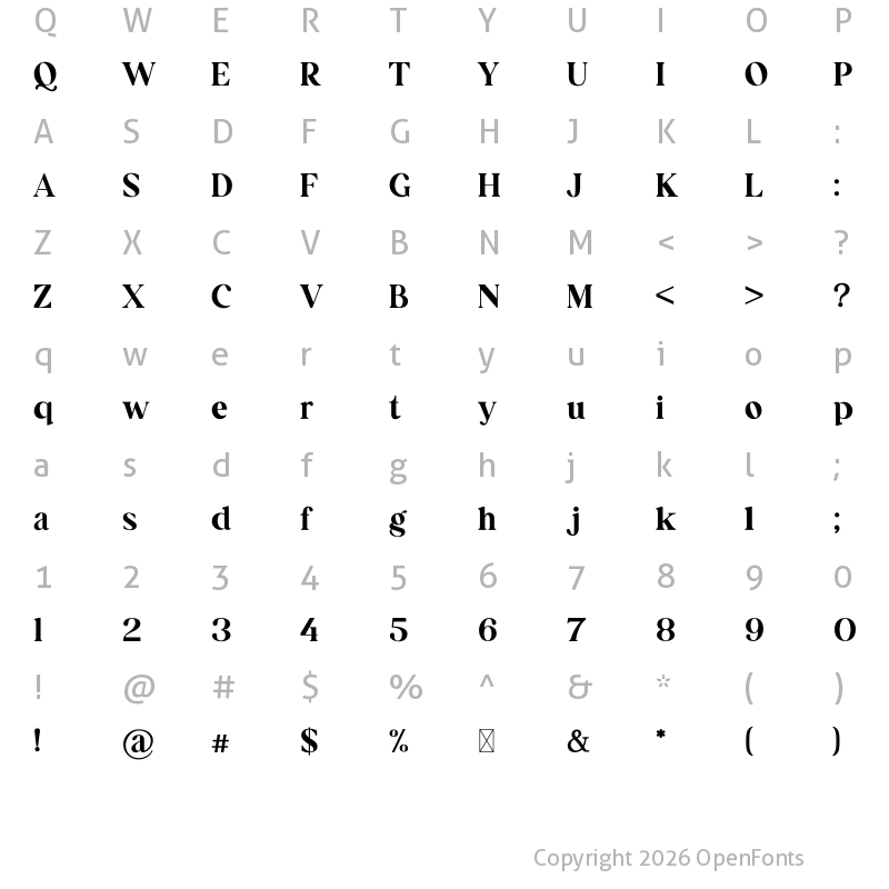 Character Map of Watch Quinn Regular