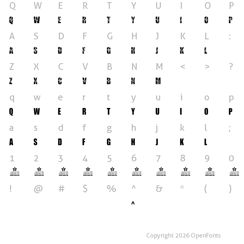 Character Map of WATCHER PERSONAL USE Bold