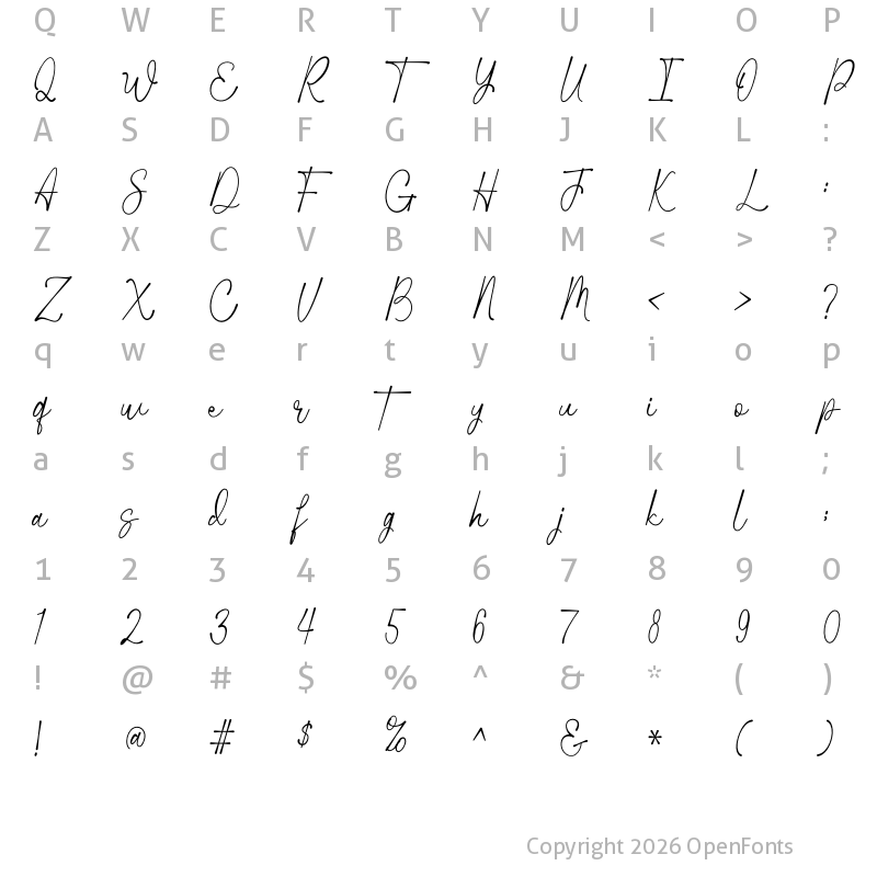 Character Map of Wathenda Signature Regular