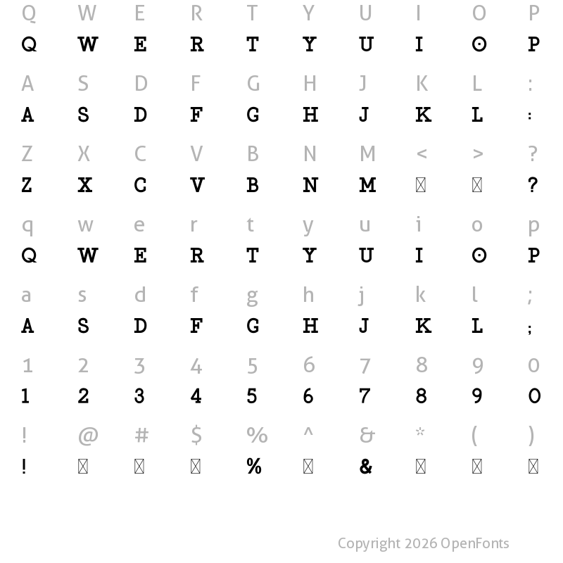 Character Map of Wayne Regular