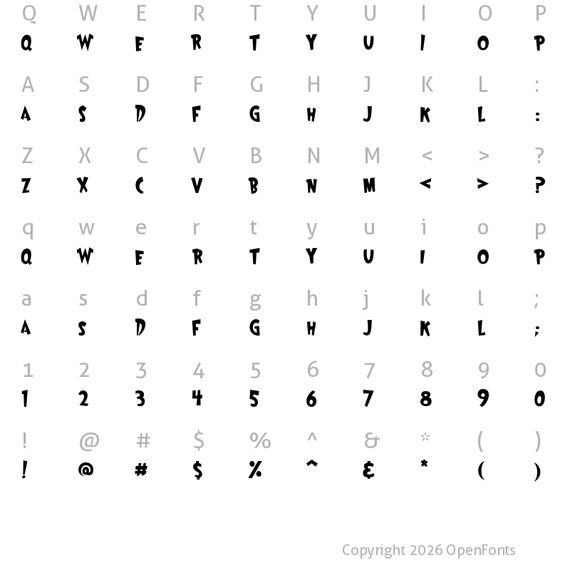 Character Map of Wayoshi Regular