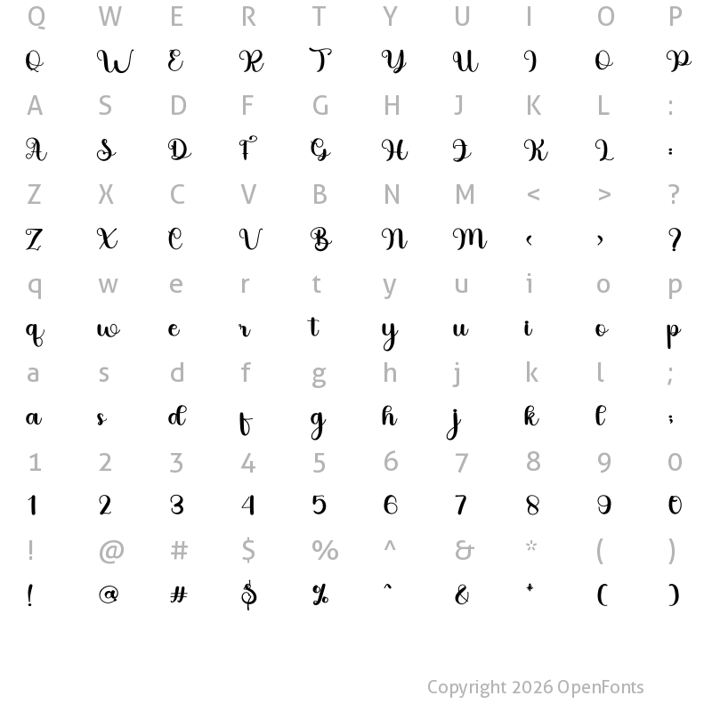 Character Map of Wedding Mathyna Regular