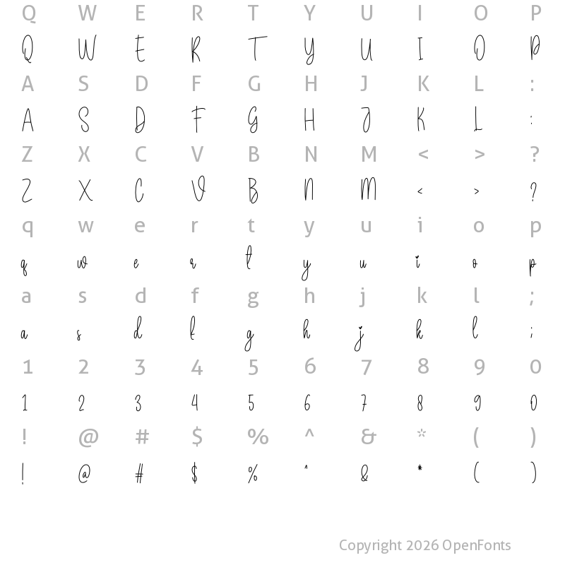 Character Map of Wedding Package Regular