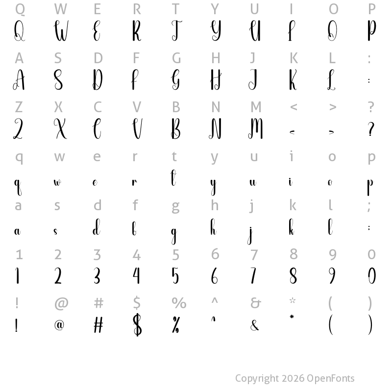 Character Map of Wedding Reception Regular