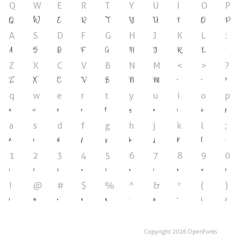 Character Map of Welcome Mothers Regular