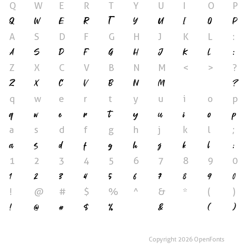 Character Map of Wellfont Regular