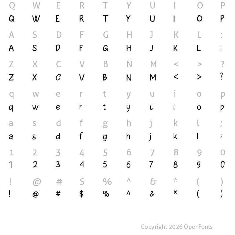 Character Map of Wentworth Regular