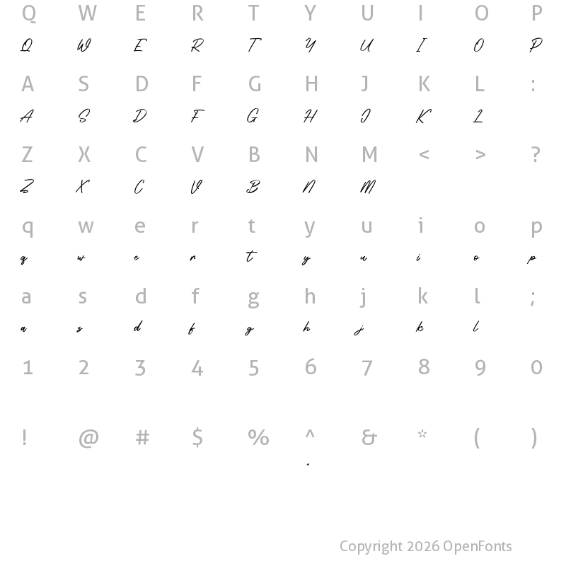 Character Map of Westclock Free Regular