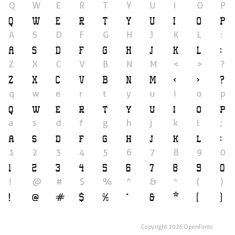 Character Map of western carlo Regular