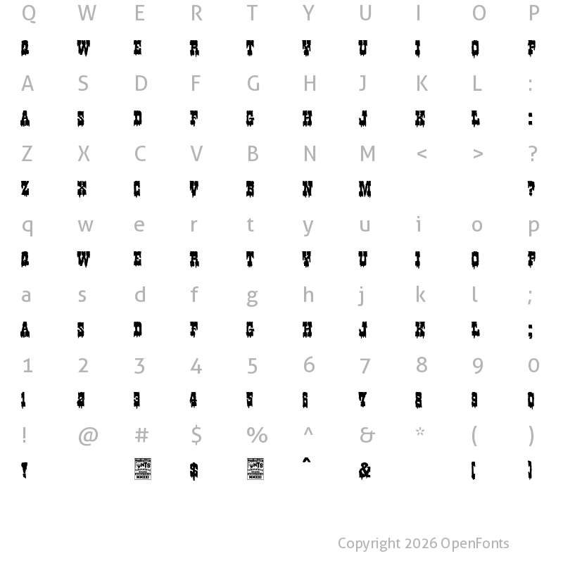Character Map of Western Nightmare Regular