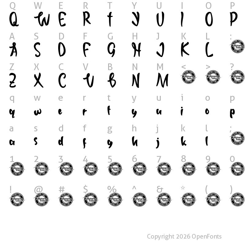 Character Map of What True Demo Regular