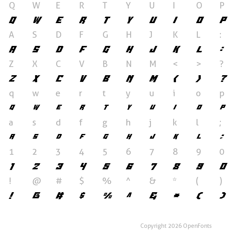 Character Map of Whiskey Bravo Victor Regular