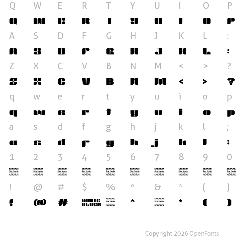 Character Map of White Block Personal Use Regular
