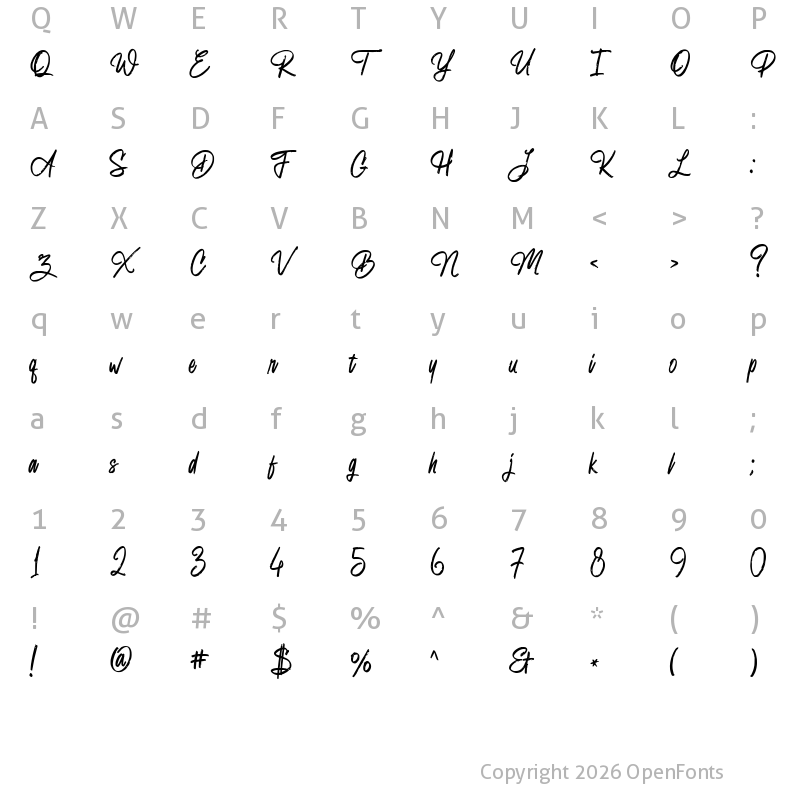 Character Map of White Colors Bold
