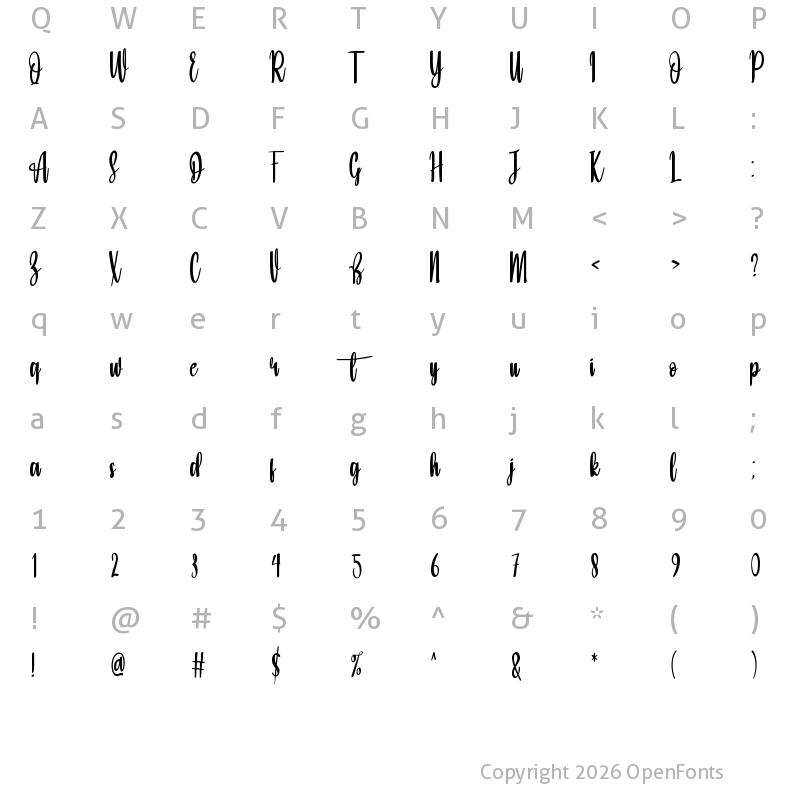 Character Map of White Cream Regular