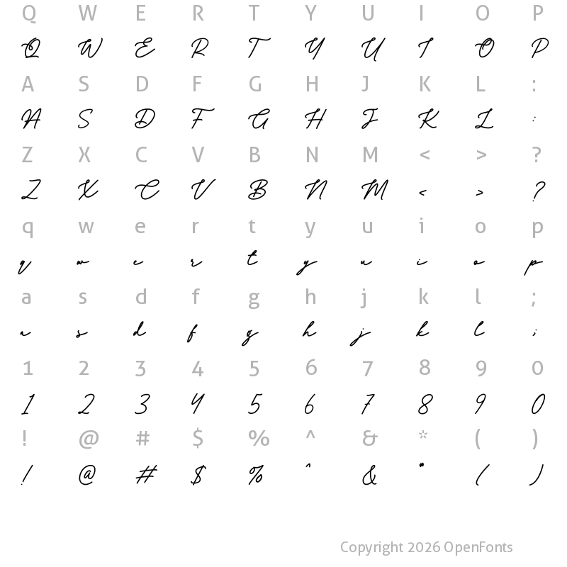 Character Map of White Magnolia Regular