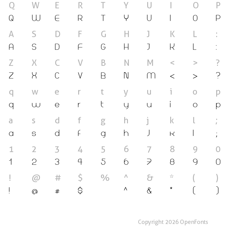 Character Map of whola Regular