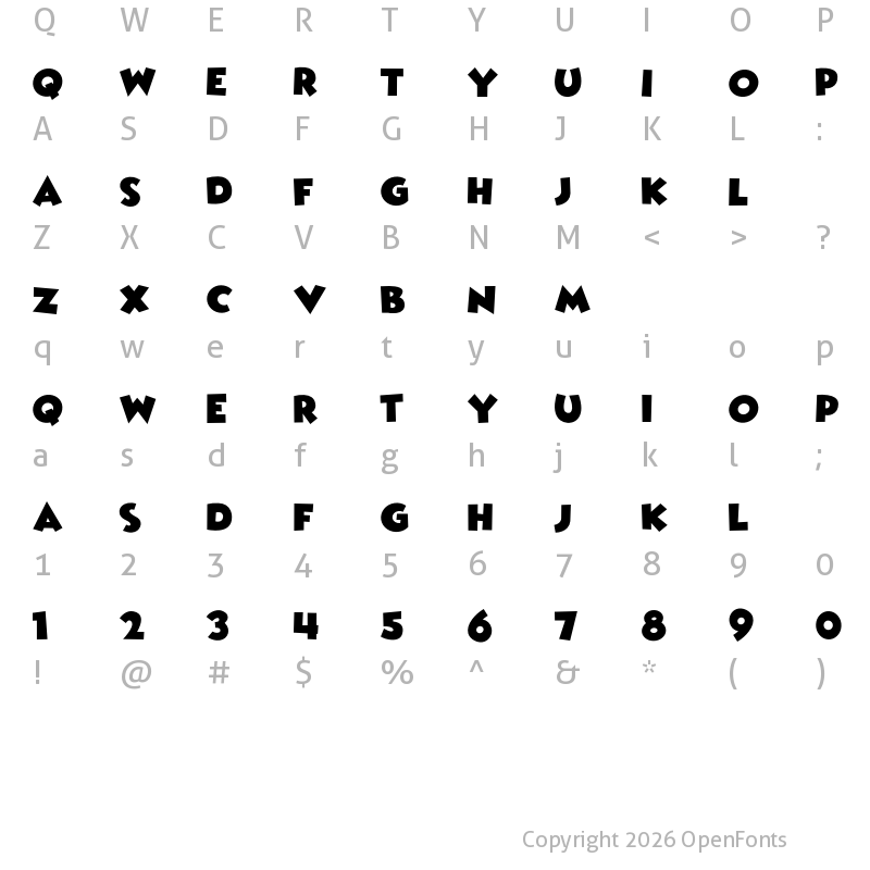 Character Map of Wicked Mouse Regular