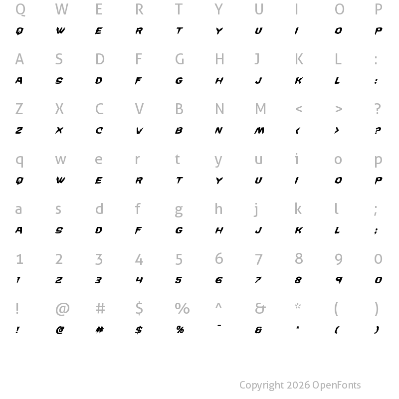 Character Map of Wicker Man Super-Italic Italic