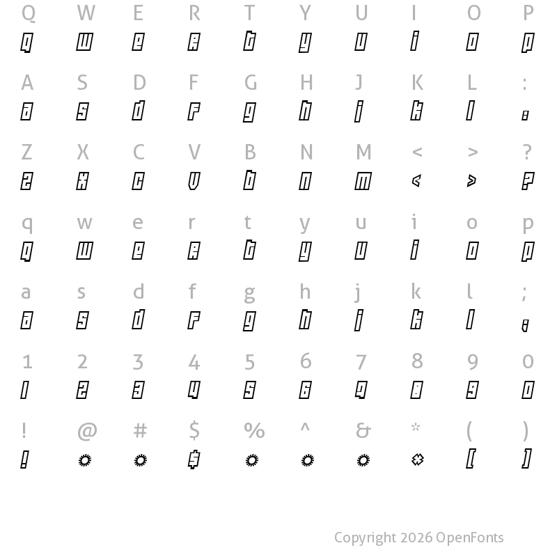 Character Map of Wide awake Regular