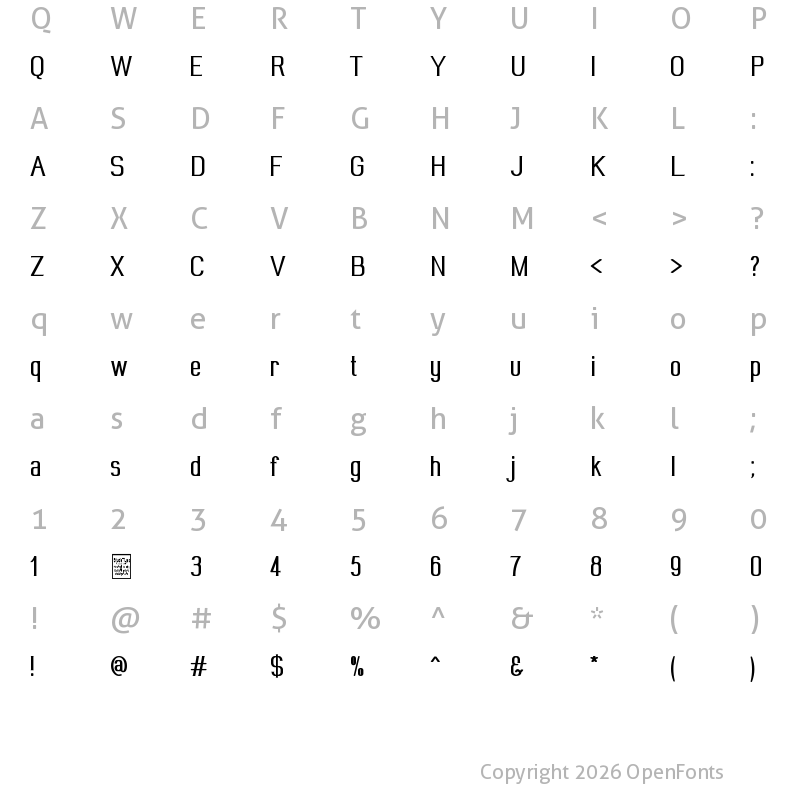 Character Map of Wideroy Regular
