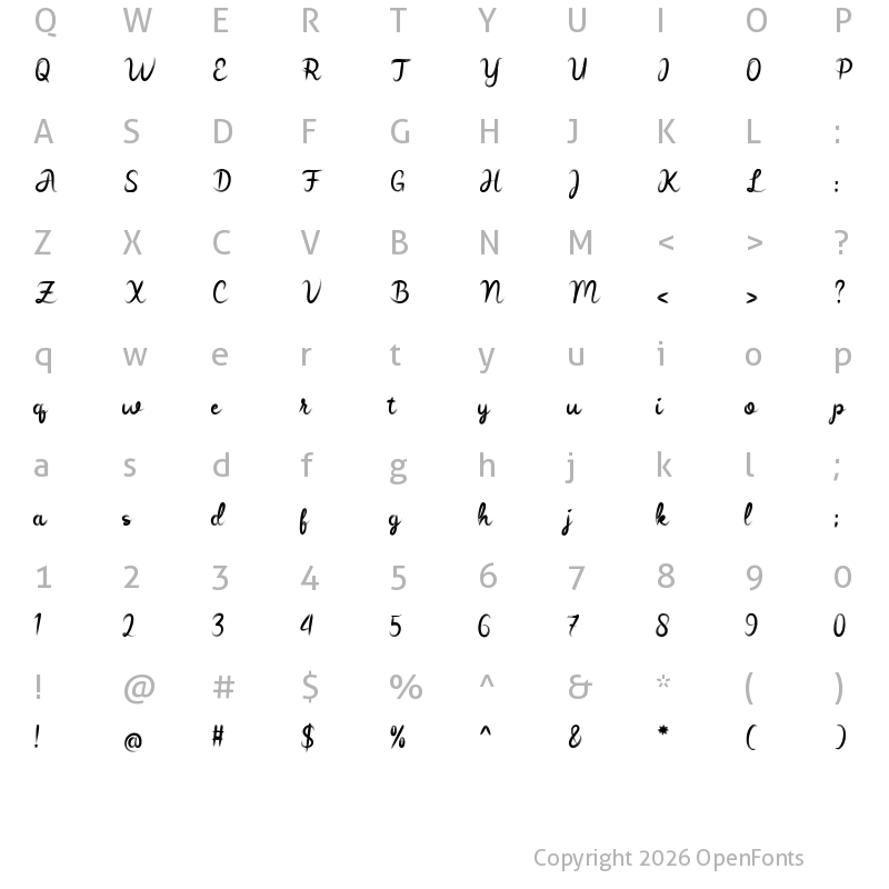 Character Map of Widia Regular