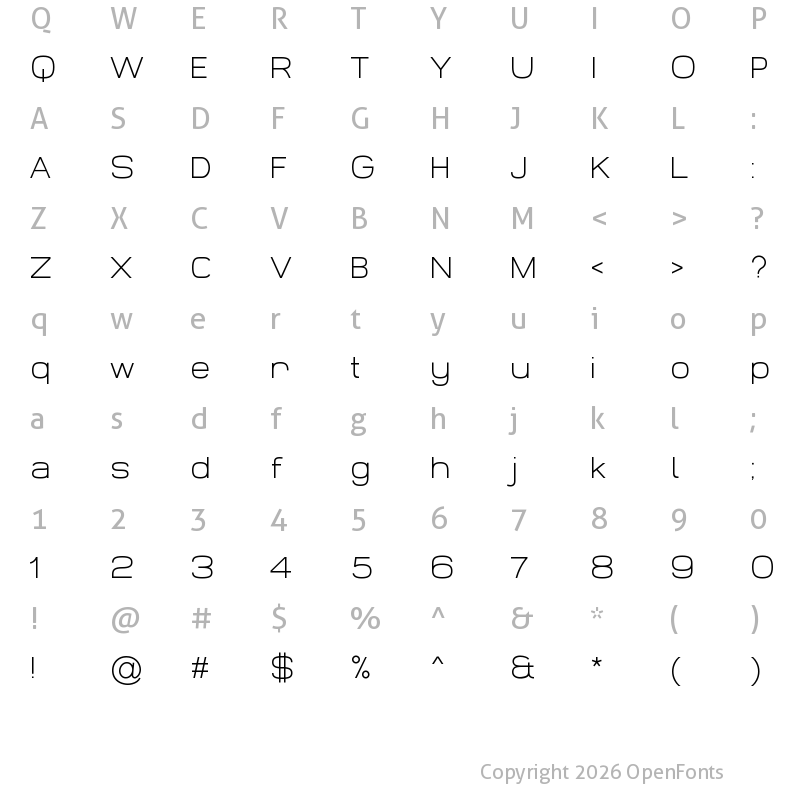 Character Map of Widolte Light Demo Regular