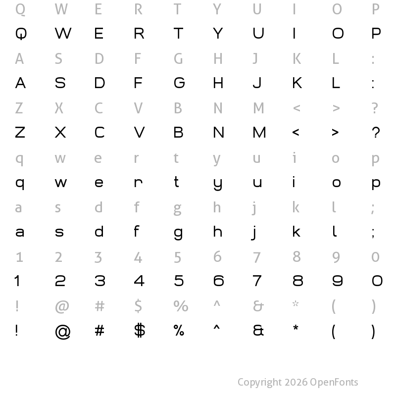 Character Map of Widolte Regular Demo Regular