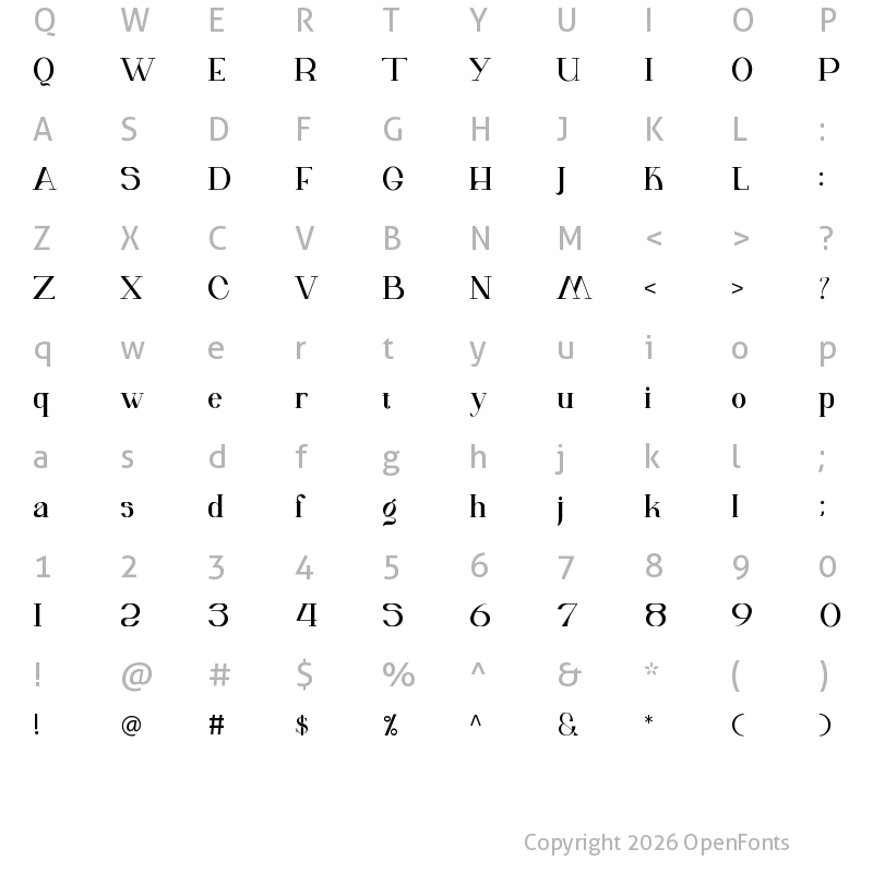 Character Map of Wifian Regular