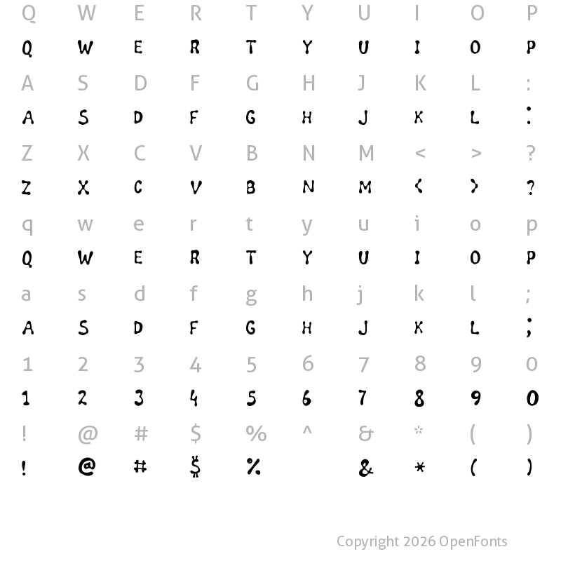 Character Map of Wild honey Regular