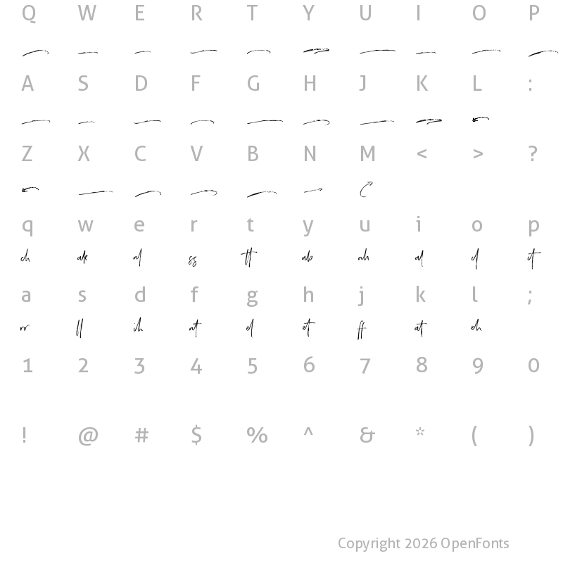 Character Map of Wild Spirit Extras Regular