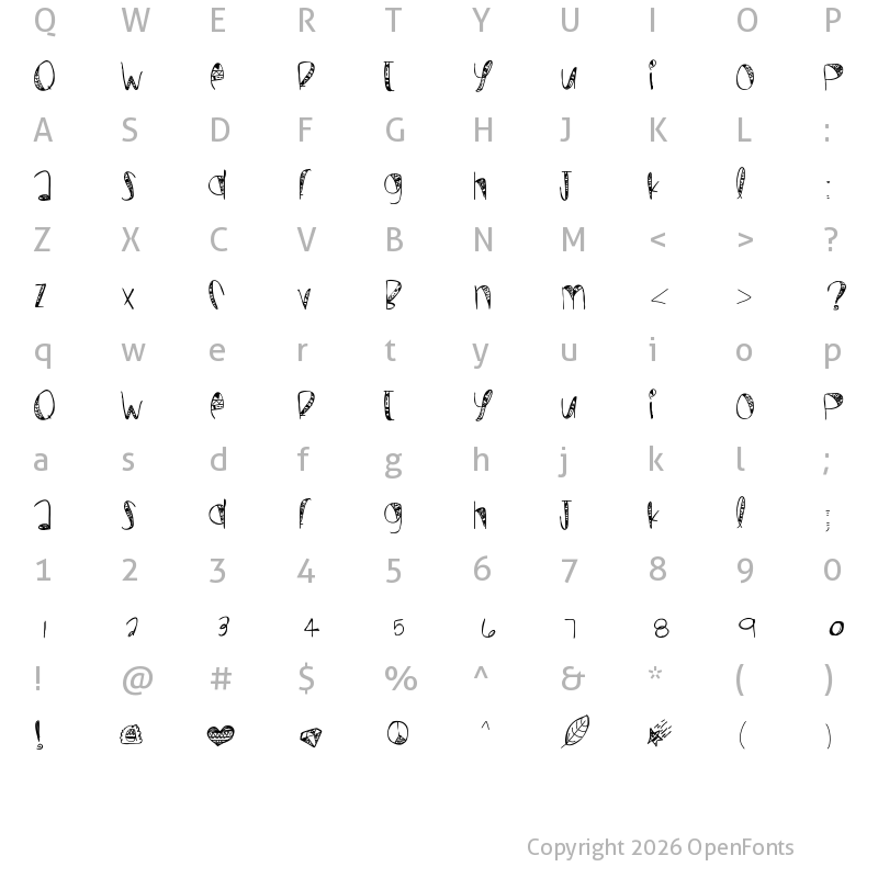 Character Map of WildCrazy Medium