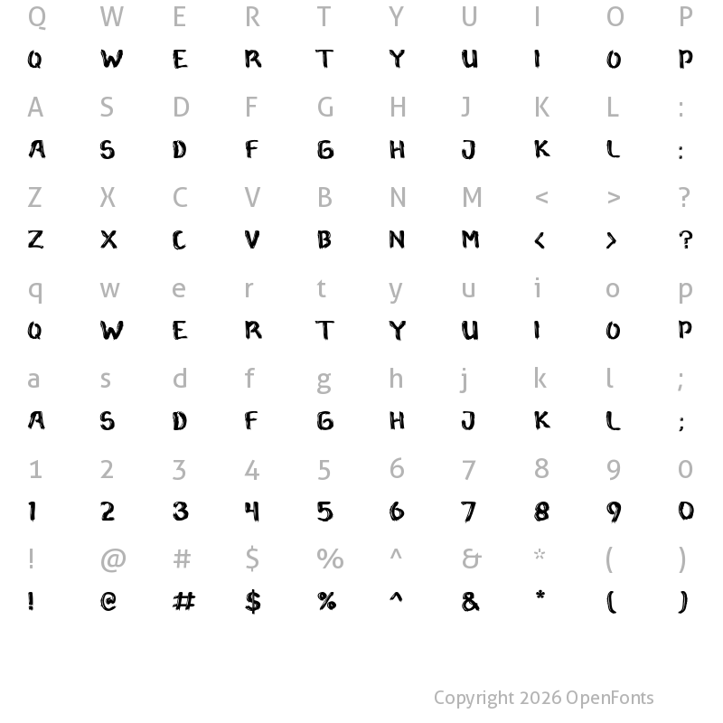 Character Map of Wildness Bold