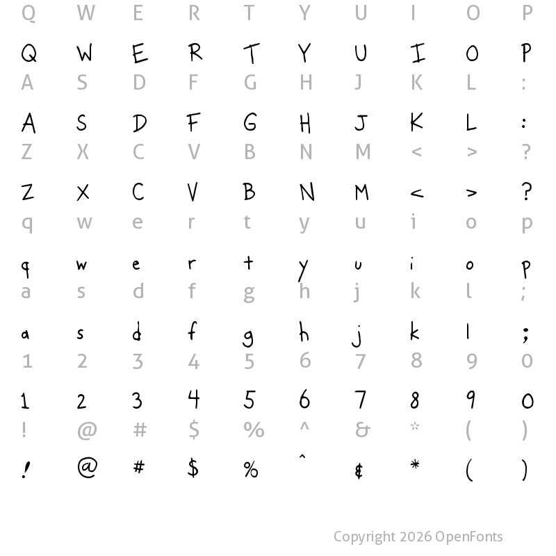 Character Map of WimpyKid Regular