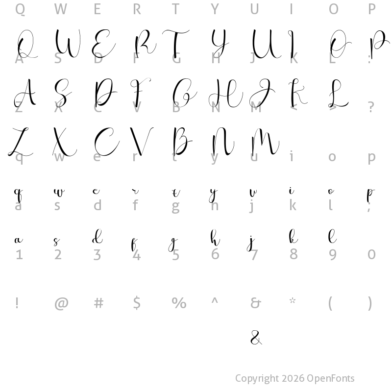 Character Map of wina aprilina Personal Use