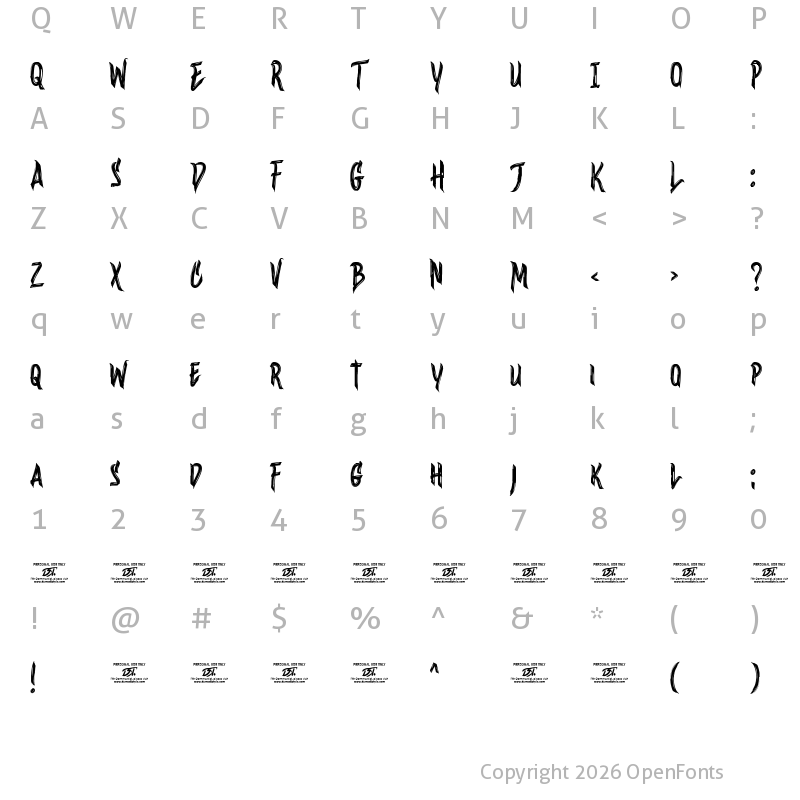 Character Map of Wineer Brussh Regular