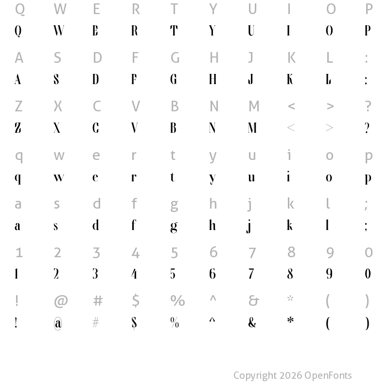 Character Map of Wingfead Regular