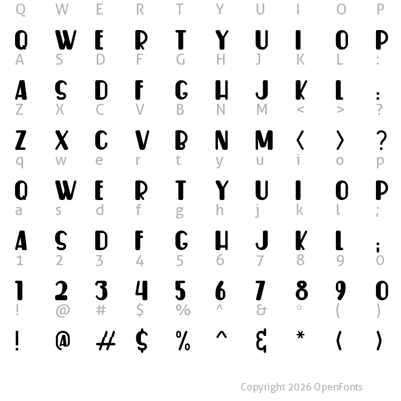 Character Map of Wingko Demo Regular