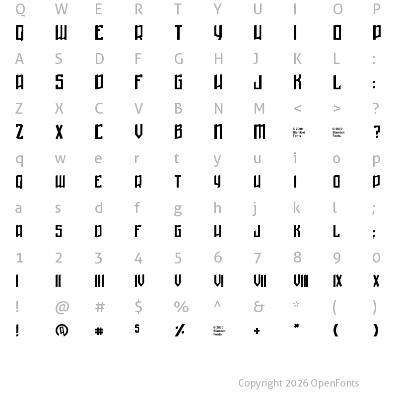 Character Map of Winter in Gotham Regular