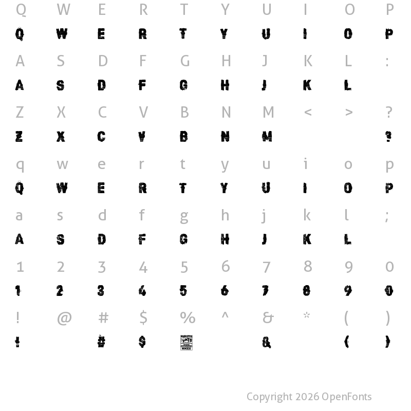 Character Map of Winter Revolution Regular