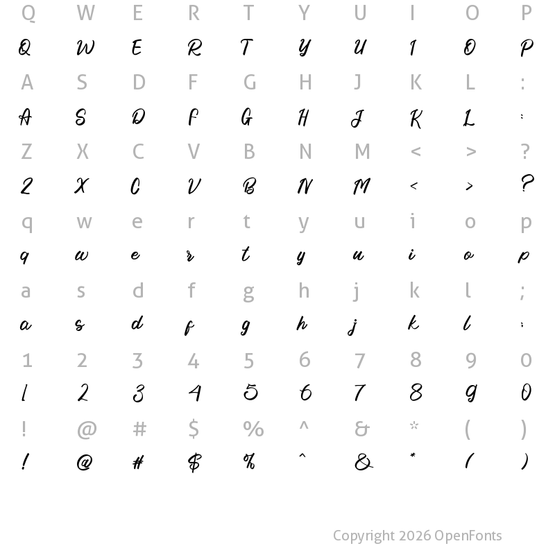 Character Map of Winter Snowslow Regular