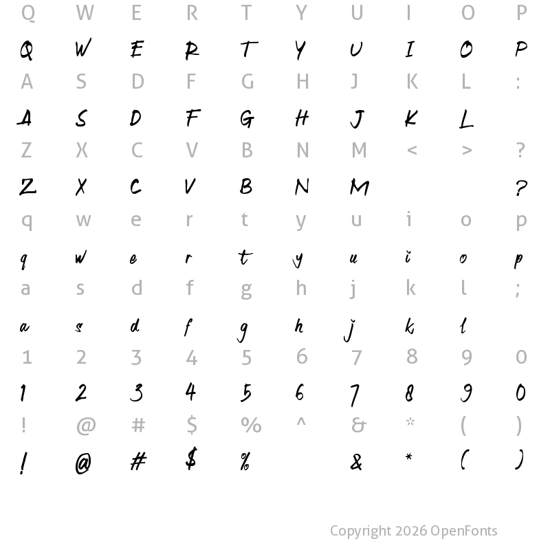 Character Map of Wish You Luck Regular