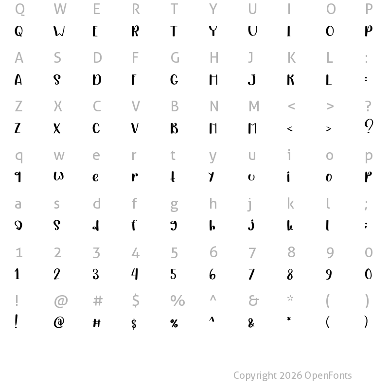 Character Map of Witch Regular