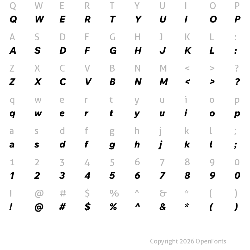 Character Map of Wix Madefor Text XBold Italic