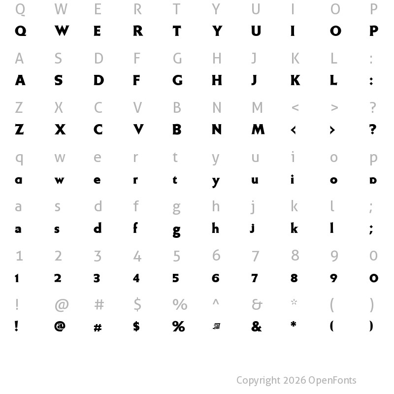 Character Map of W.ModernGothic Display