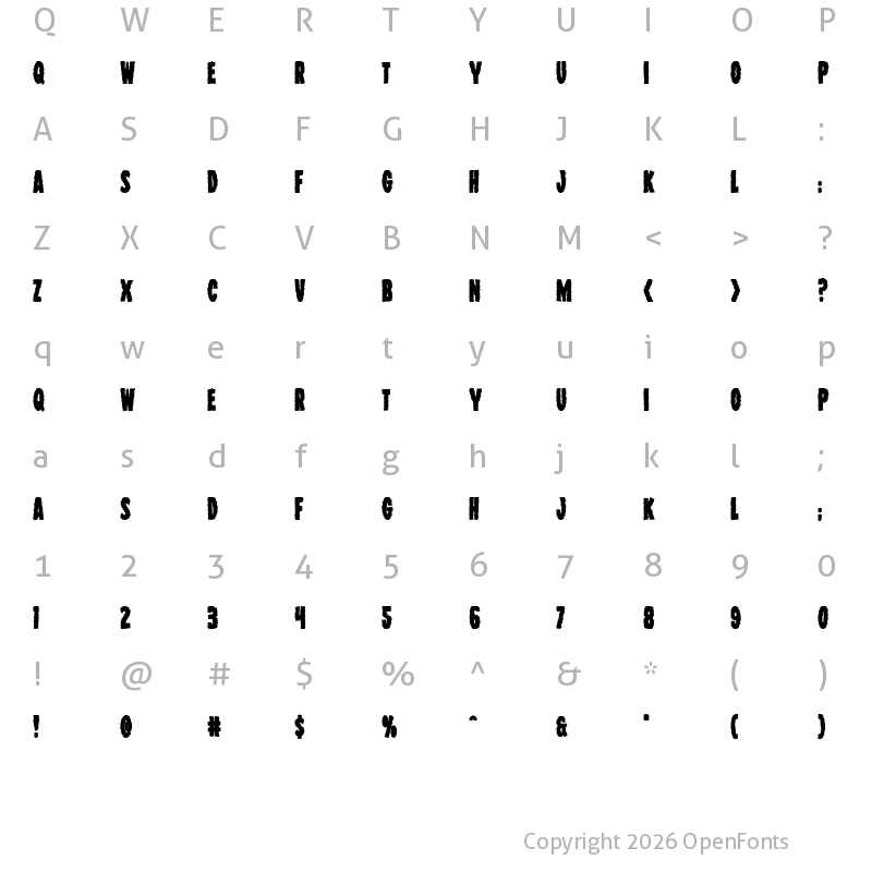 Character Map of Wolf Brothers Bold Bold