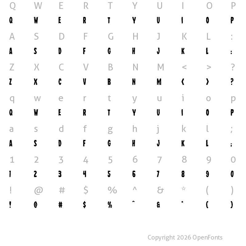 Character Map of Wolf Brothers Regular