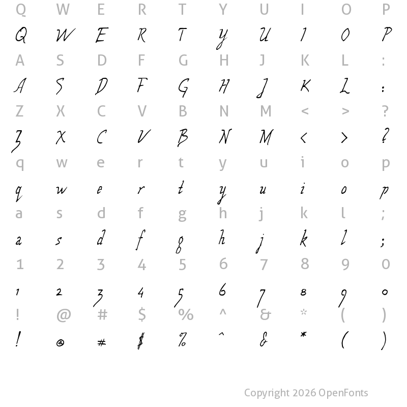 Character Map of Wolven Script Regular