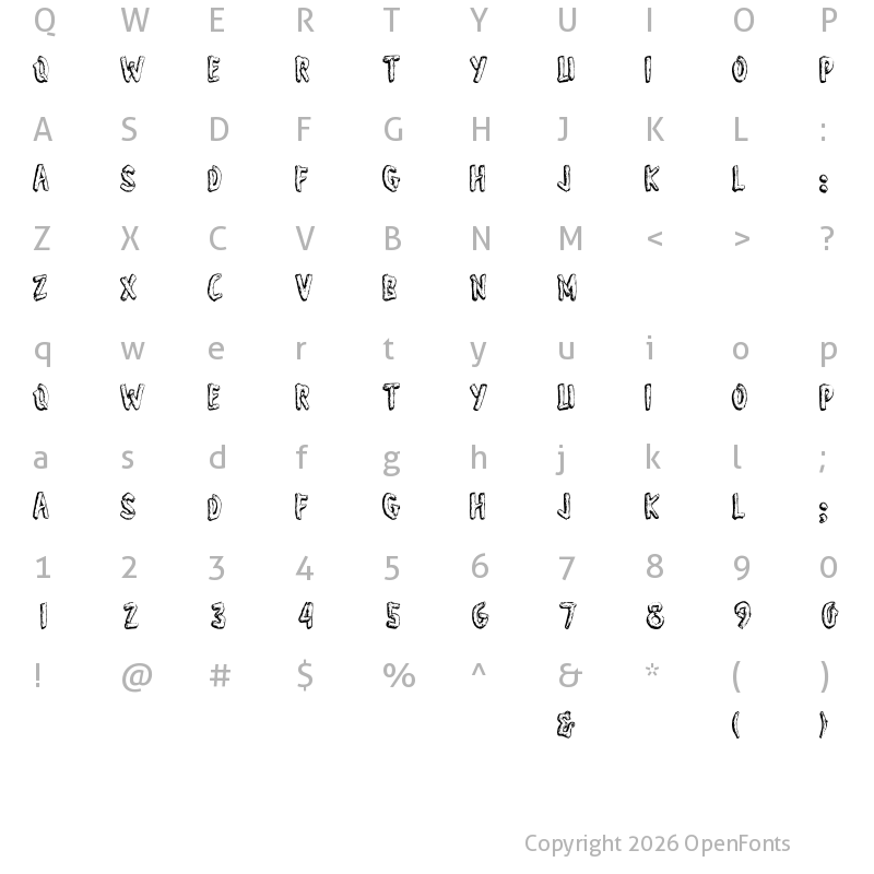Character Map of Wonder of Yosemite Regular