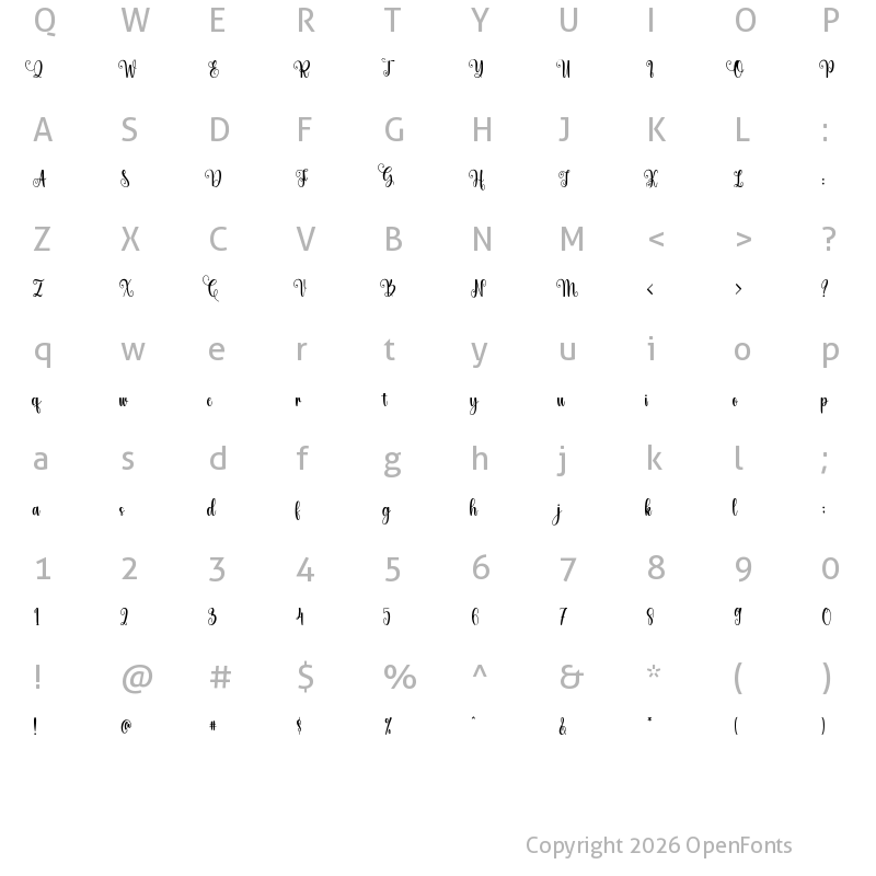 Character Map of Wonderful Christmas Regular